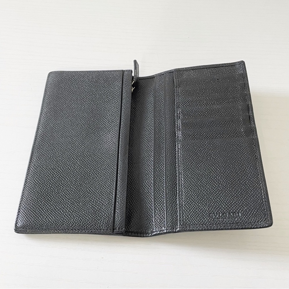 Bvlgari black grain leather circle logo long bifold wallet - Picture 5 of 11